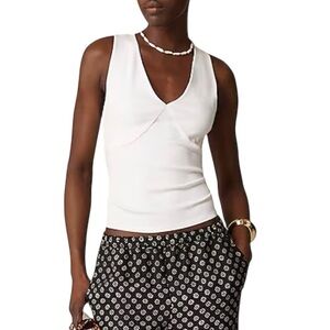 J. Crew Cotton Span Shell V-Neck Tank Top Blouse NWT XXS White